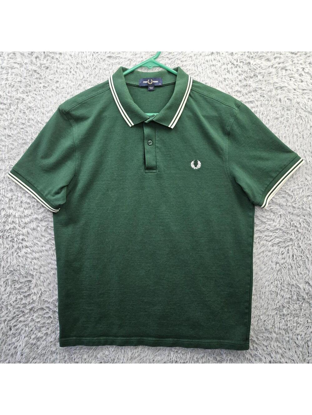 FRED PERRY Polo Shirt Men XL (fits like L) Cotton Pique Green Knit